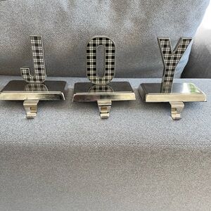 Plaid JOY stocking holders
